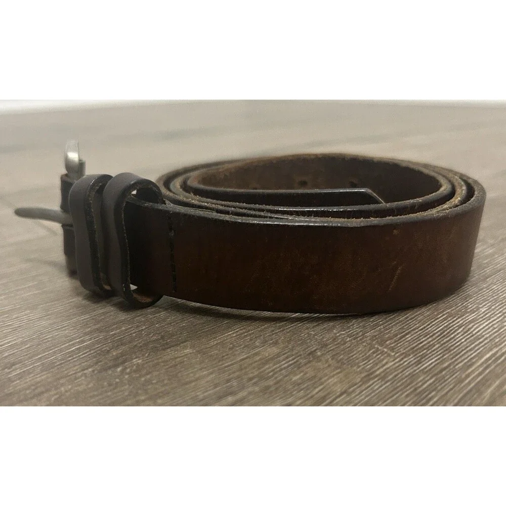 J CREW Mens Genuine Leather Belt  Brown Silver Buckle Size 38 Made In England